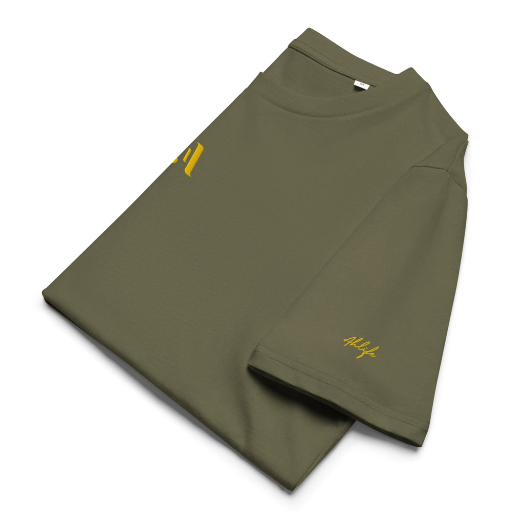 Men’s Organic Rib Neck Tee — A • Amber Gold