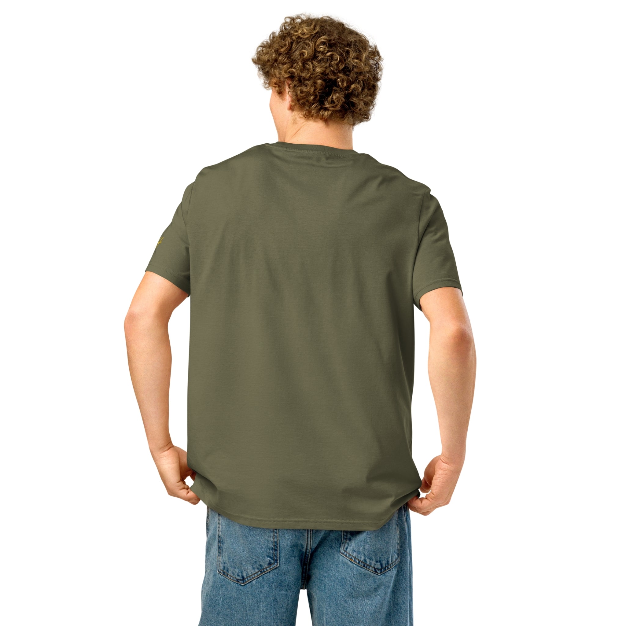 Men’s Organic Rib Neck Tee — A • Amber Gold