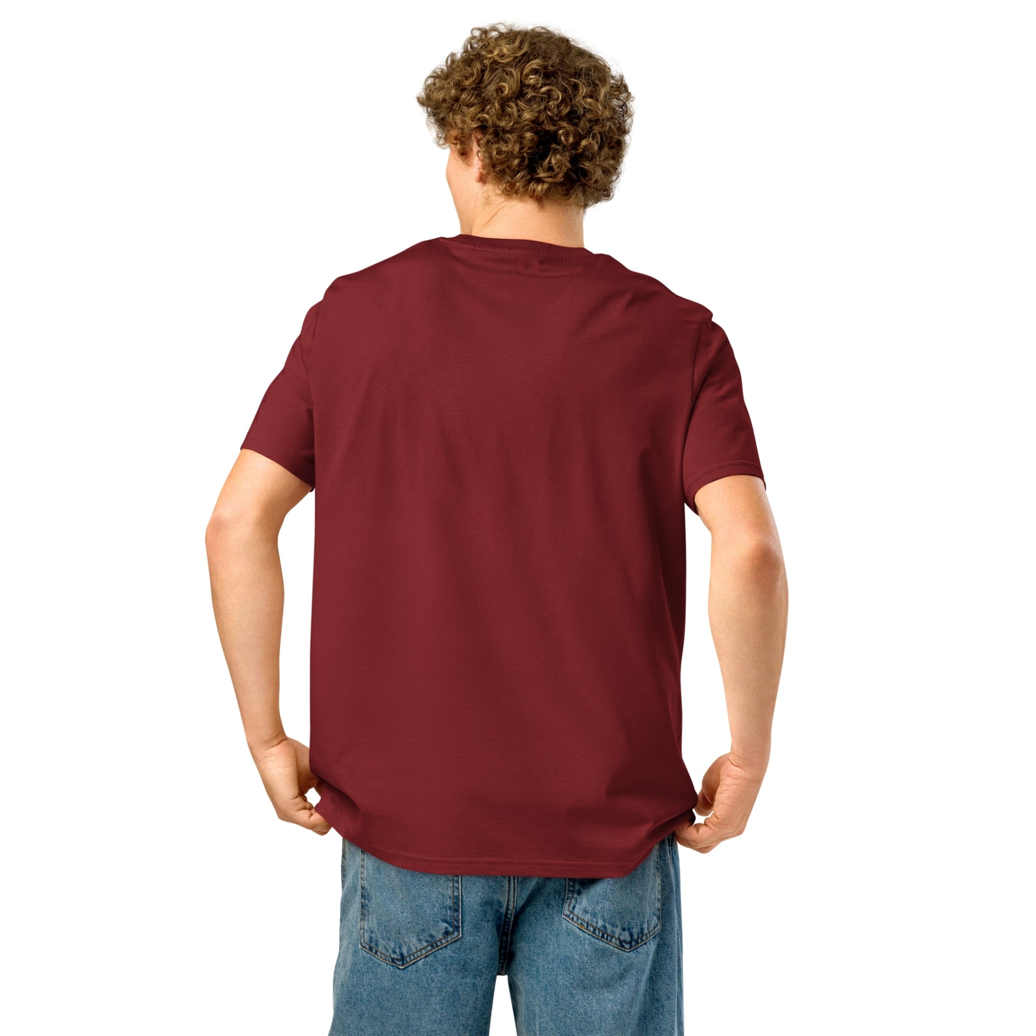 Men’s Organic Rib Neck Tee — A • Bordeaux Red