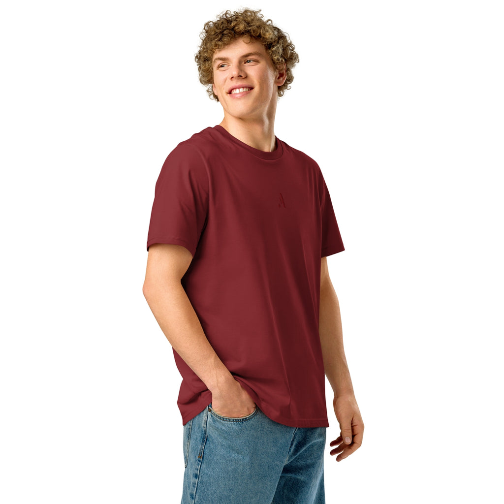 Men’s Organic Rib Neck Tee — A • Bordeaux Red