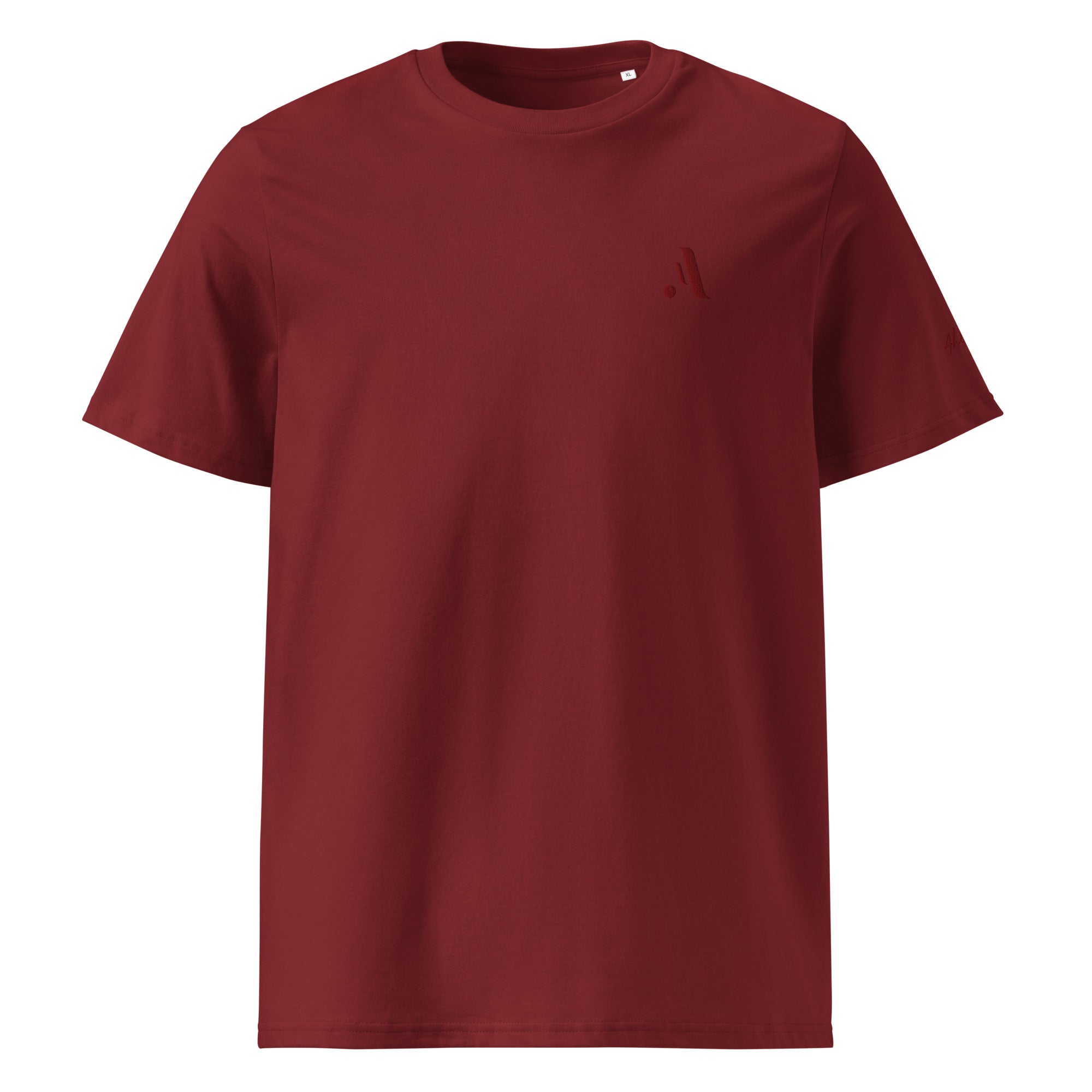 Unisex Organic Rib Neck Tee — A • Bordeaux Red