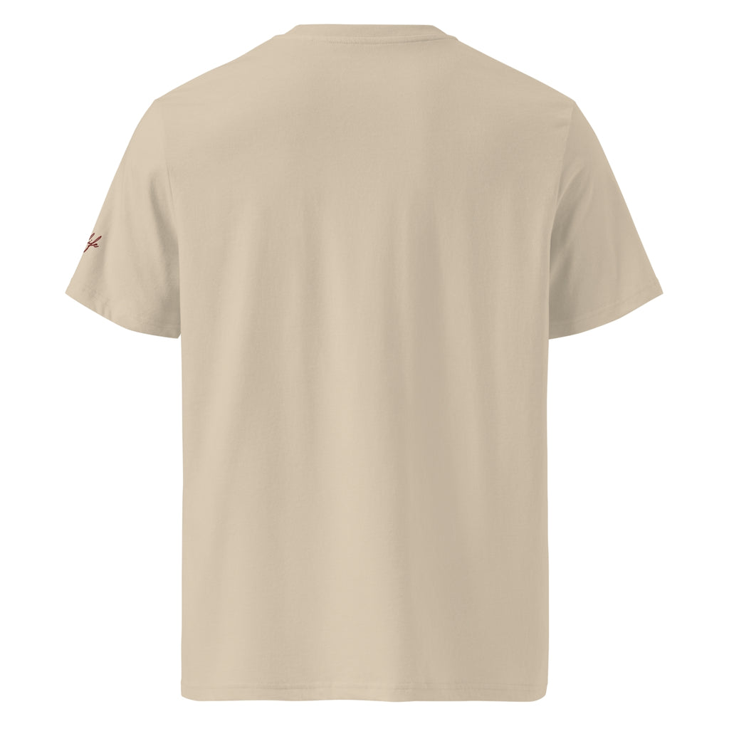 Unisex Organic Rib Neck Tee — A • Bordeaux Red