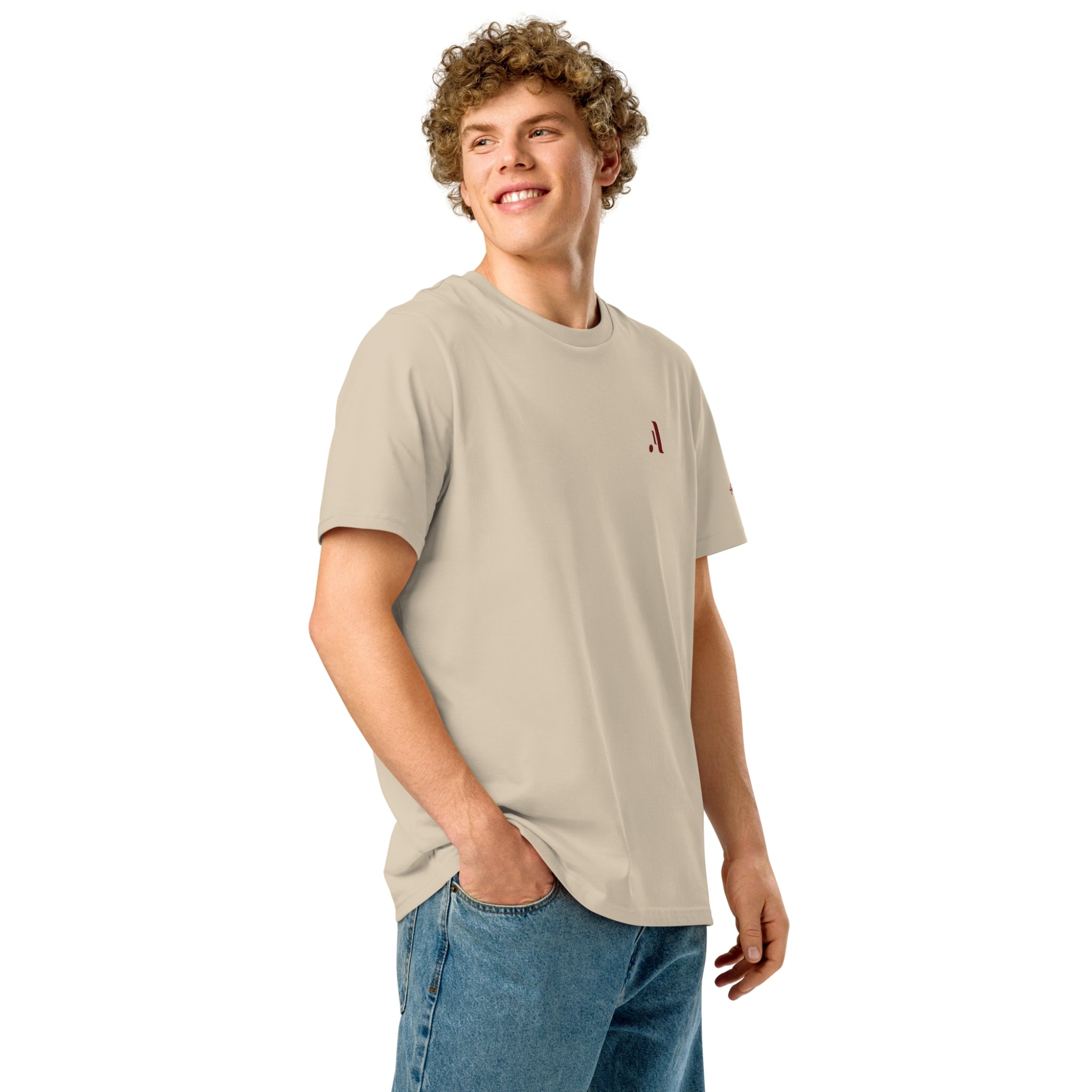 Unisex Organic Rib Neck Tee — A • Bordeaux Red