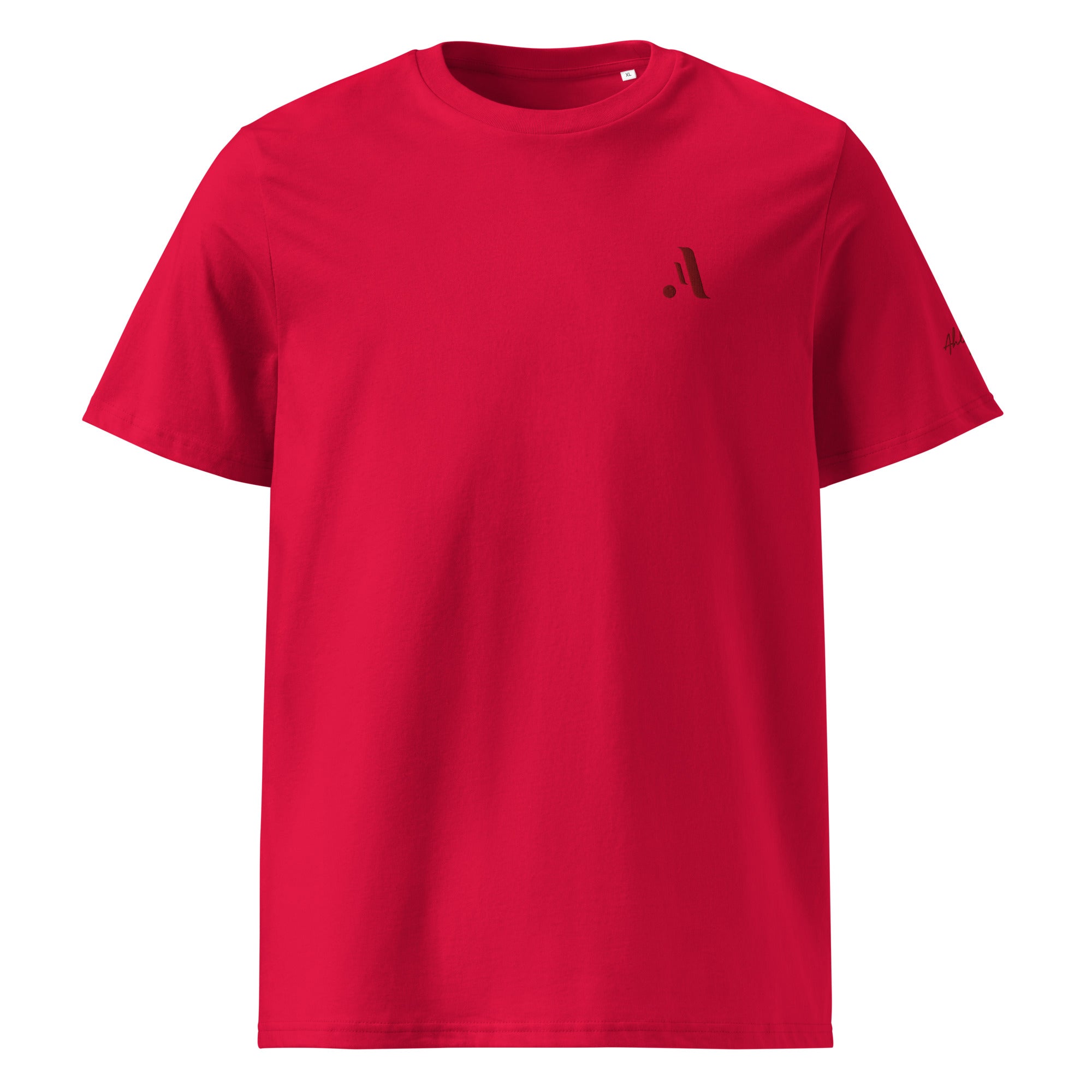 Unisex Organic Rib Neck Tee — A • Bordeaux Red