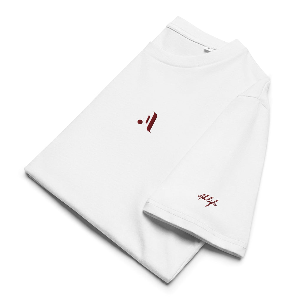 Unisex Organic Rib Neck Tee — A • Bordeaux Red
