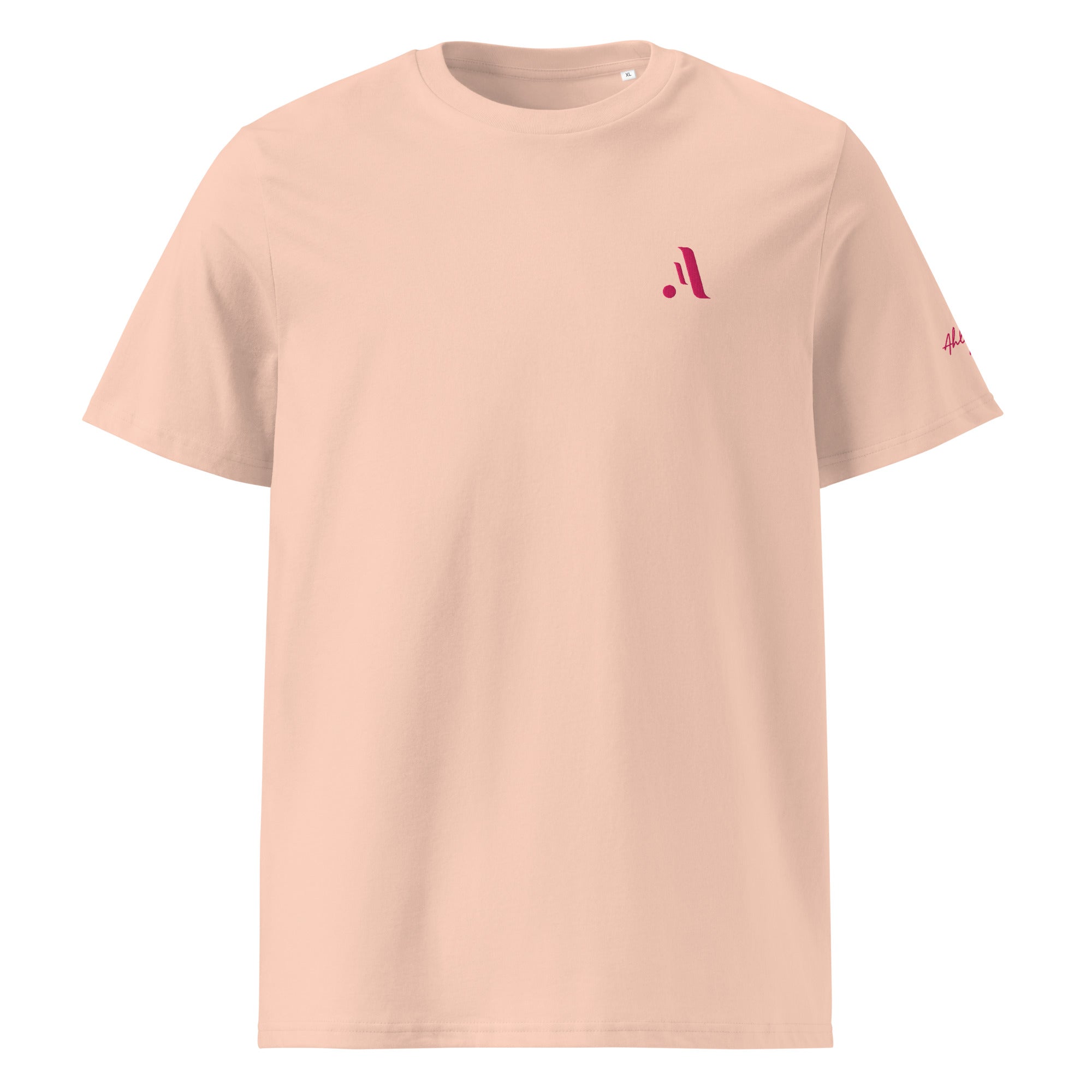 Unisex Organic Rib Neck Tee — A • Flamingo Pink