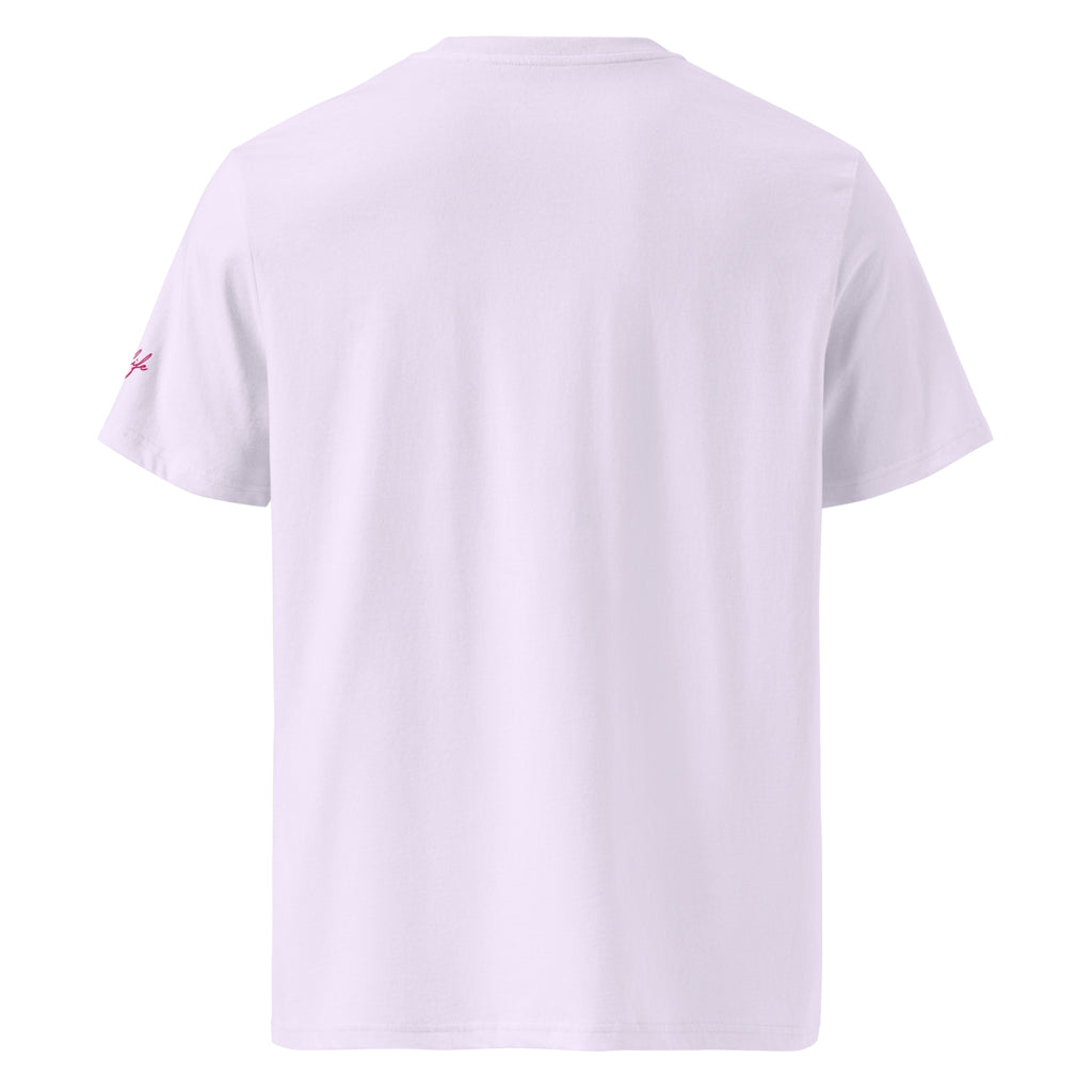 Unisex Organic Rib Neck Tee — A • Flamingo Pink