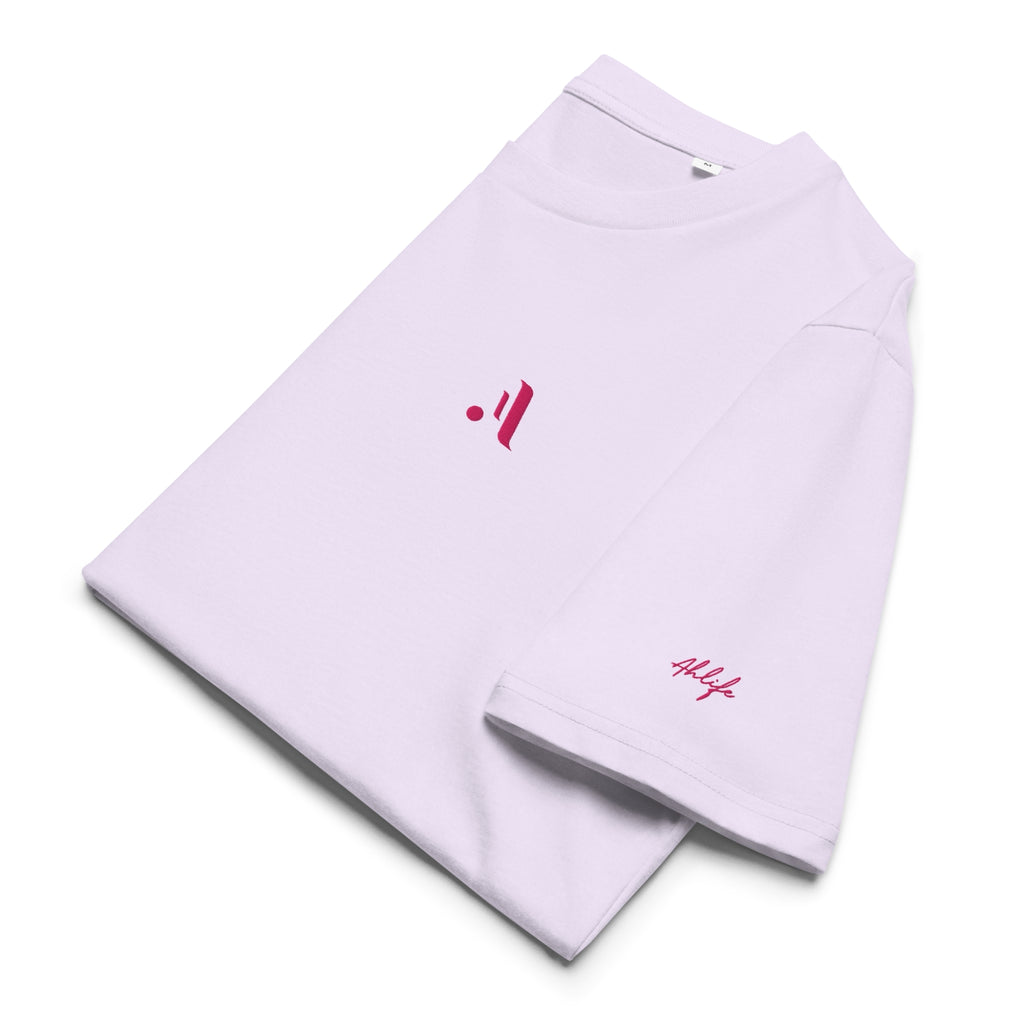 Unisex Organic Rib Neck Tee — A • Flamingo Pink