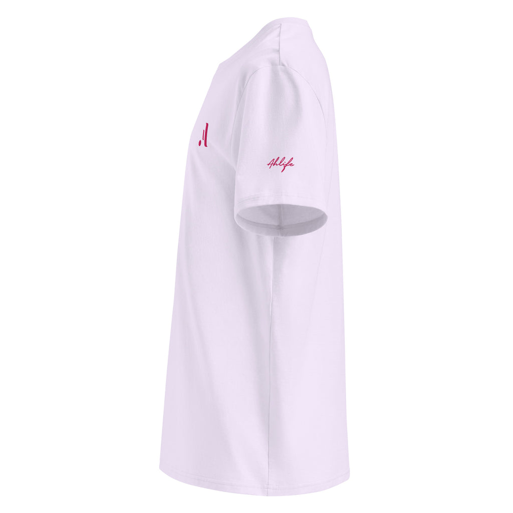 Unisex Organic Rib Neck Tee — A • Flamingo Pink