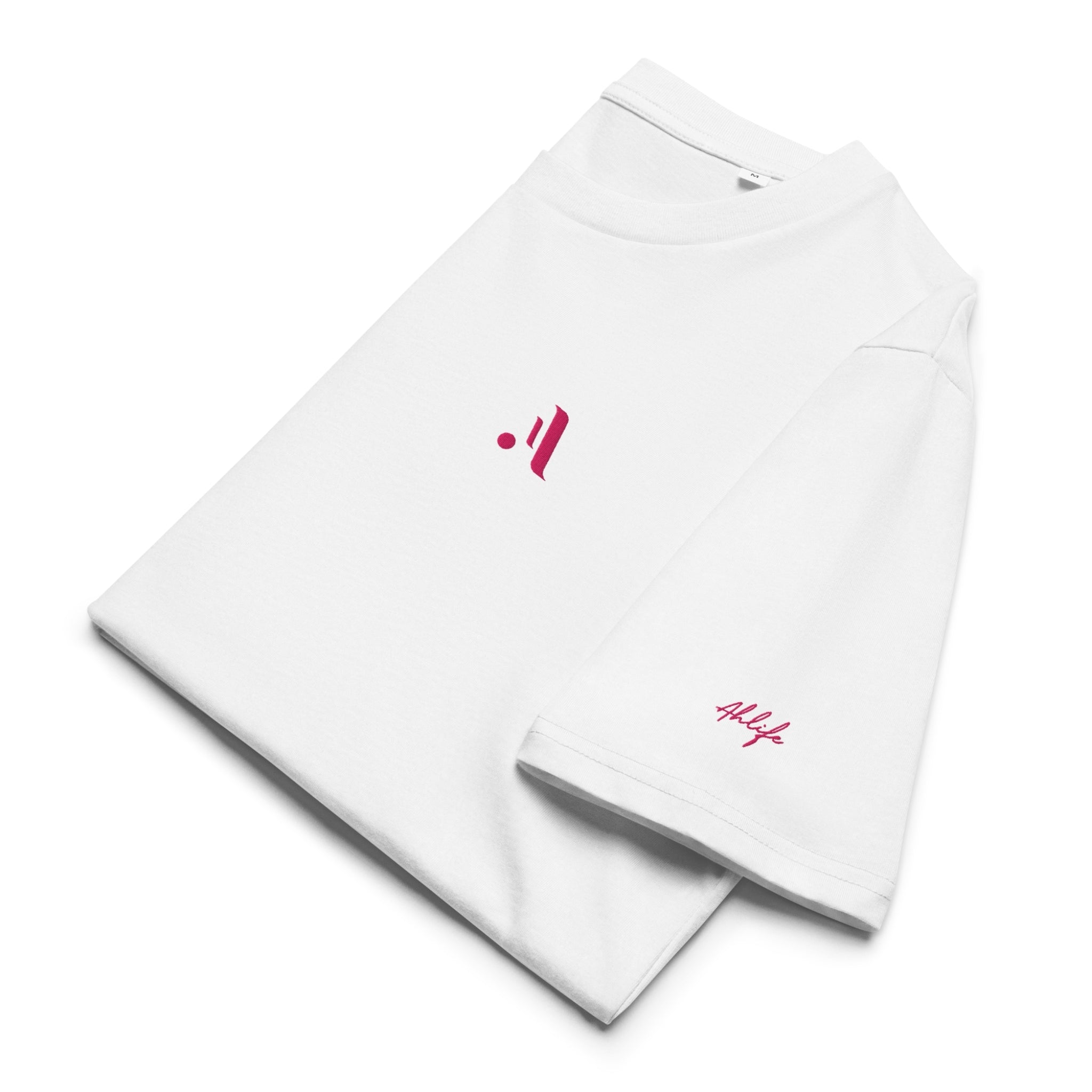 Unisex Organic Rib Neck Tee — A • Flamingo Pink