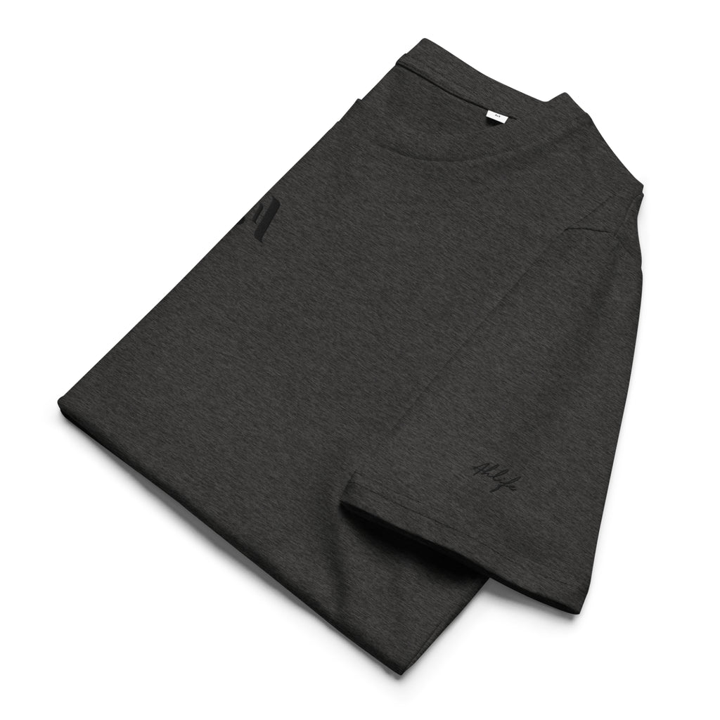 Men’s Organic Rib Neck Tee — A • Midnight Black