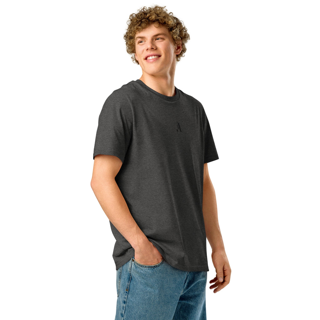Men’s Organic Rib Neck Tee — A • Midnight Black