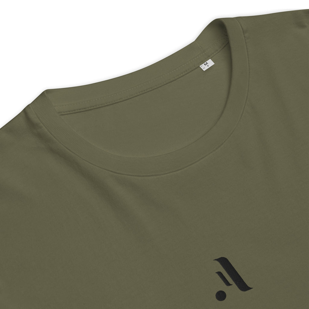 Men’s Organic Rib Neck Tee — A • Midnight Black