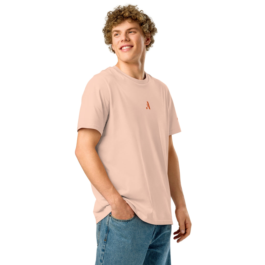 Men’s Organic Rib Neck Tee — A • Solar Orange