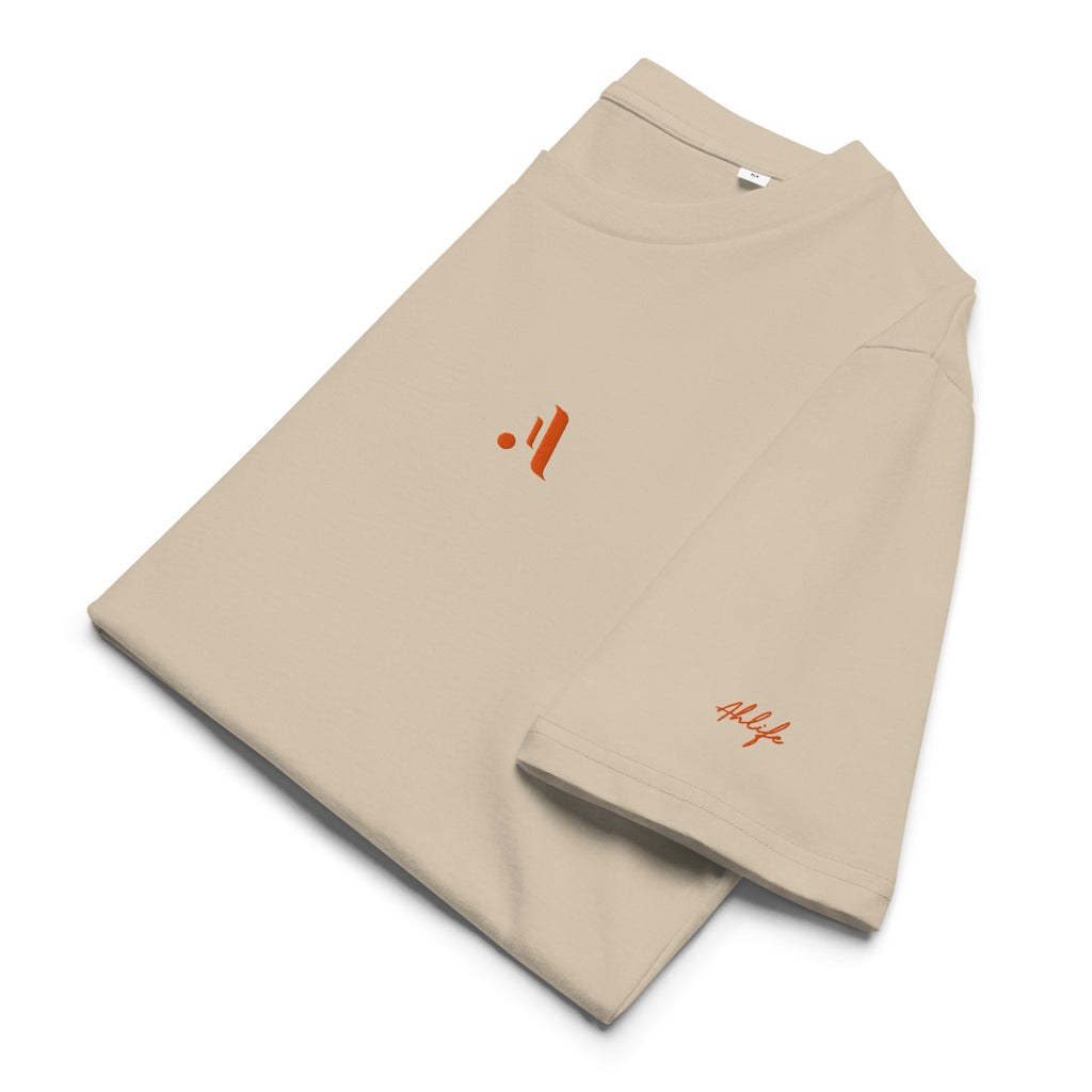 Unisex Organic Rib Neck Tee — A • Solar Orange