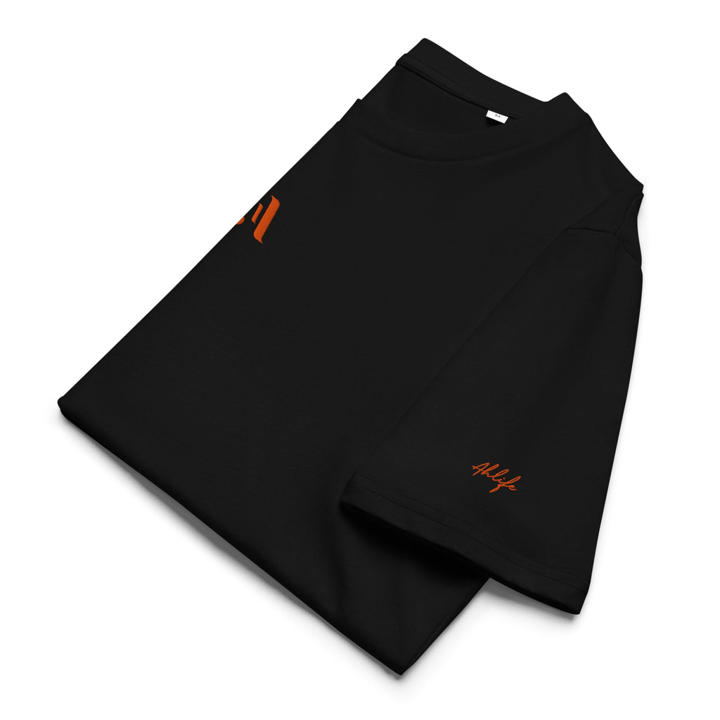 Men’s Organic Rib Neck Tee — A • Solar Orange