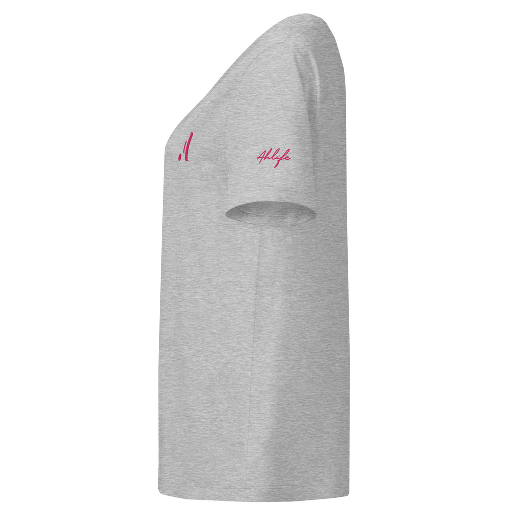 Women’s Organic Rib Neck Tee — A • Flamingo Pink
