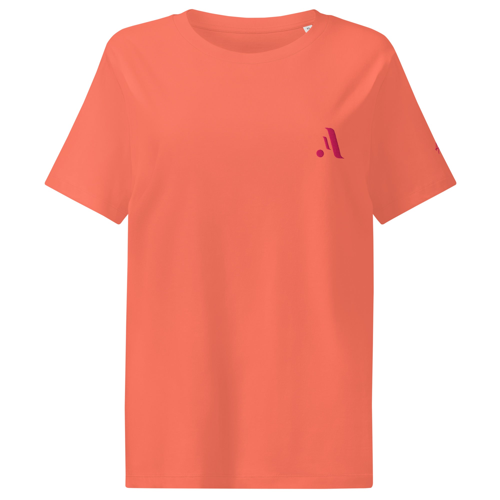 Women’s Organic Rib Neck Tee — A • Flamingo Pink