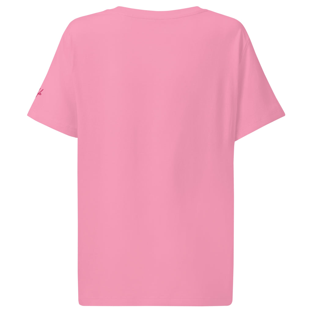 Women’s Organic Rib Neck Tee — A • Flamingo Pink