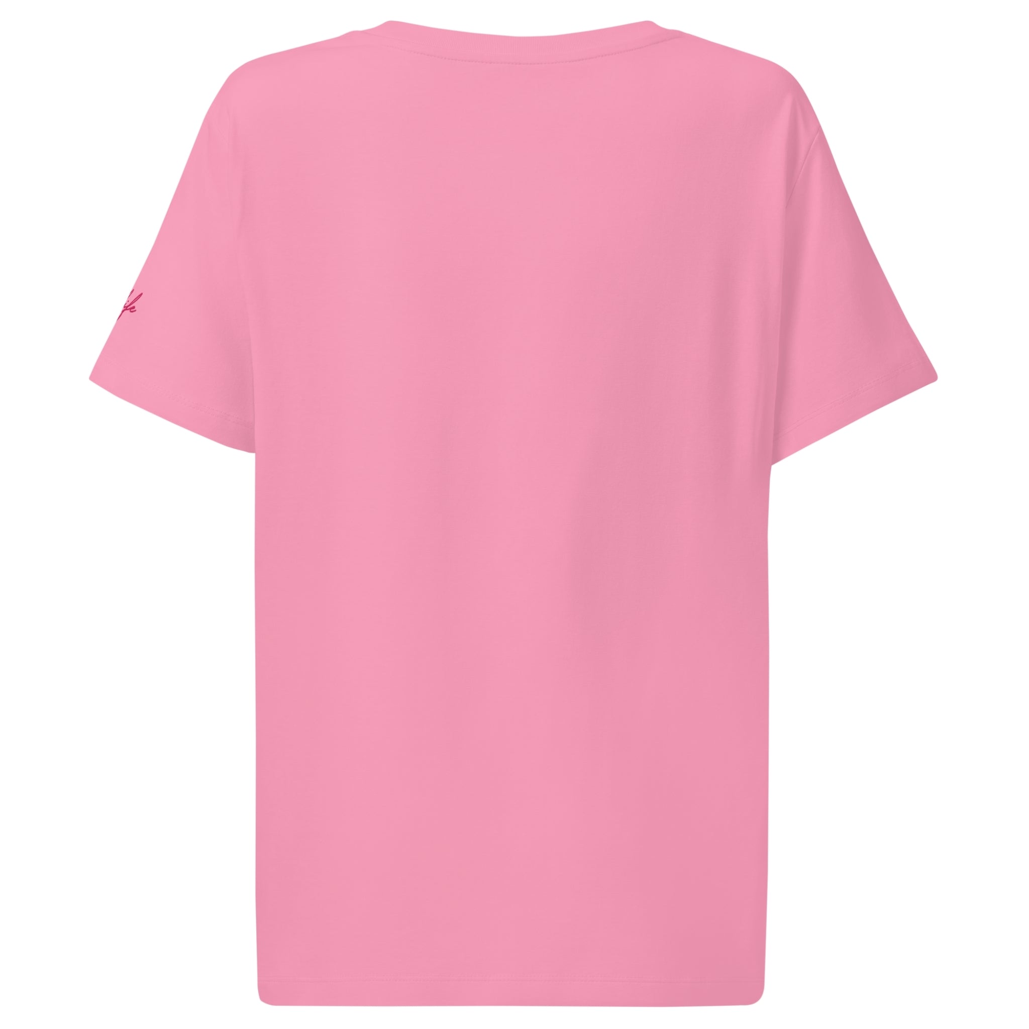 Women’s Organic Rib Neck Tee — A • Flamingo Pink