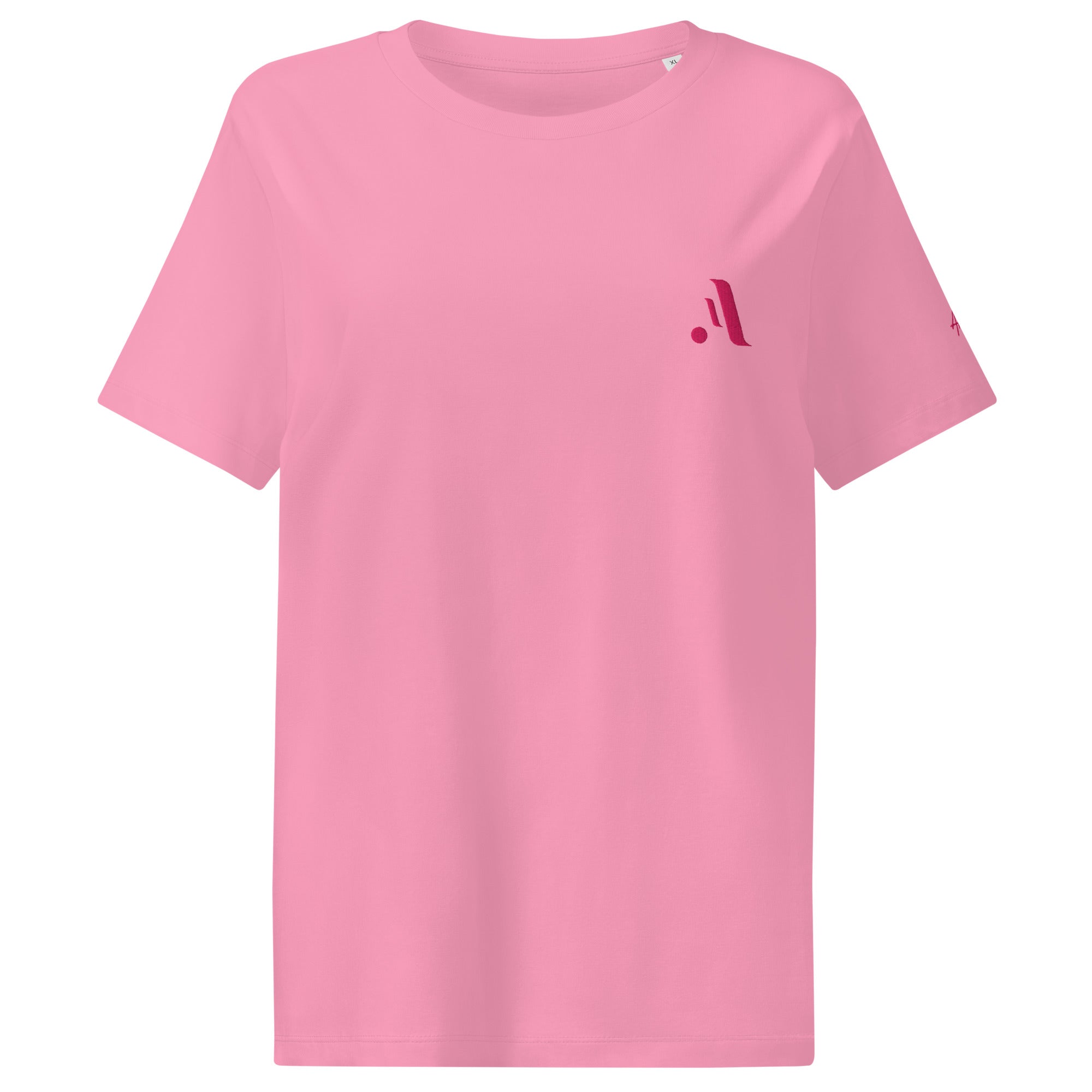 Women’s Organic Rib Neck Tee — A • Flamingo Pink