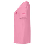 Women’s Organic Rib Neck Tee — A • Flamingo Pink