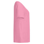 Women’s Organic Rib Neck Tee — A • Flamingo Pink