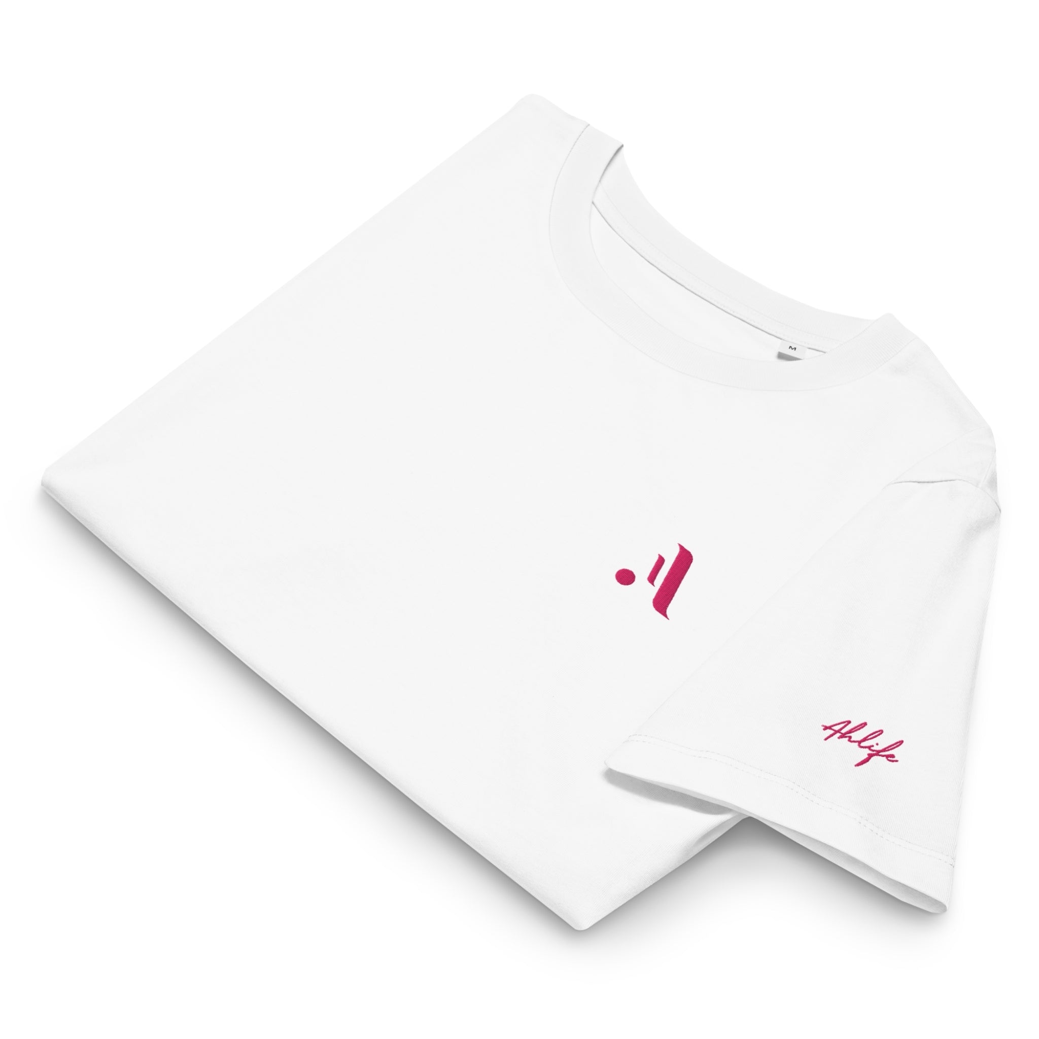 Women’s Organic Rib Neck Tee — A • Flamingo Pink